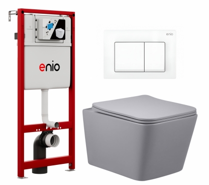 Комплект 3 в 1 инсталляция Enio Profi EN7050050 + Унитаз подвесной Vincea Q-Line VT1-12MG + кнопка белая матовая Pulsante
