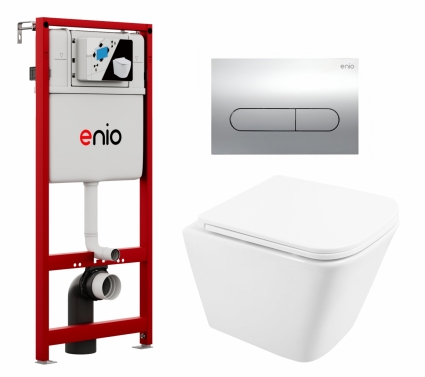 Комплект 3 в 1 инсталляция Enio Profi EN7050050 + Унитаз подвесной BelBagno Due BB3103CHR/SC + кнопка хром Stondato