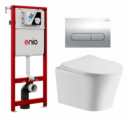 Комплект 3 в 1 инсталляция Enio Profi EN7050050 + Подвесной унитаз CeruttiSpa Adige Aria CT7837 + кнопка хром Stondato