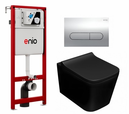 Комплект 3 в 1 инсталляция Enio Profi EN7050050 + Унитаз подвесной Lorne Lambro BL LN5007507 + кнопка хром Stondato