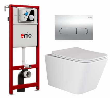 Комплект 3 в 1 инсталляция Enio Profi EN7050050 + Унитаз подвесной Ceramica Nova Metric Rimless CN3007 + кнопка хром Stondato