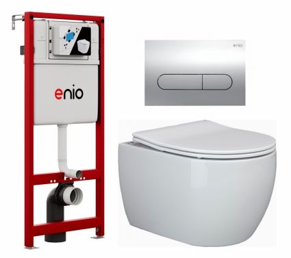 Комплект 3 в 1 инсталляция Enio Profi EN7050050 + Унитаз подвесной Ceramica Nova Play CN3001 + кнопка хром Stondato