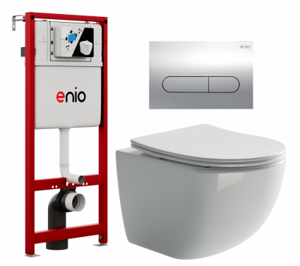 Комплект 3 в 1 инсталляция Enio Profi EN7050050 + Унитаз подвесной Ceramica Nova Forma CN3009 + кнопка хром Stondato