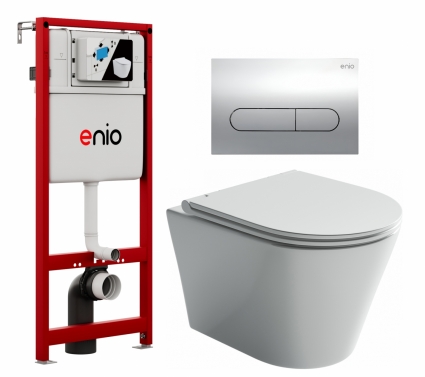 Комплект 3 в 1 инсталляция Enio Profi EN7050050 + Унитаз подвесной Ceramica Nova Forma CN3011 + кнопка хром Stondato