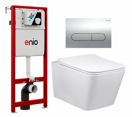 Комплект 3 в 1 инсталляция Enio Profi EN7050050 + Унитаз Vincea Q-Line VT1-12 + кнопка хром Stondato