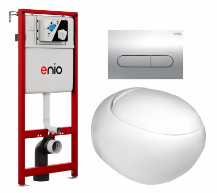 Комплект 3 в 1 инсталляция Enio Profi EN7050050 + Подвесной унитаз WeltWasser Jeckenbach + кнопка хром Stondato