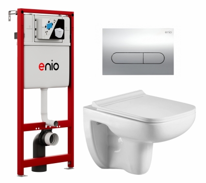 Комплект 3 в 1 инсталляция Enio Profi EN7050050 + Подвесной унитаз WeltWasser Kehlbach 004 GL-WT + кнопка хром Stondato