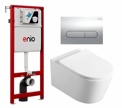 Комплект 3 в 1 инсталляция Enio Profi EN7050050 + Унитаз Vincea Cute VT1-24 + кнопка хром Stondato