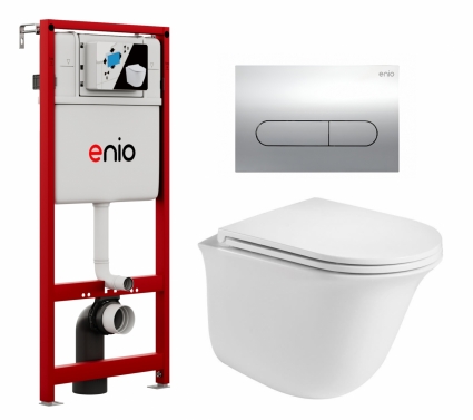 Комплект 3 в 1 инсталляция Enio Profi EN7050050 + Подвесной унитаз WeltWasser Telbach 004 GL-WT + кнопка хром Stondato