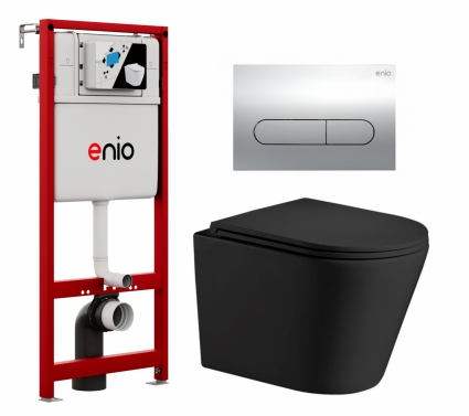 Комплект 3 в 1 инсталляция Enio Profi EN7050050 + Подвесной унитаз WeltWasser Salzbach 043 MT-BL + кнопка хром Stondato
