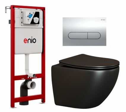 Комплект 3 в 1 инсталляция Enio Profi EN7050050 + Унитаз подвесной Ceramica Nova Metropol CN4002MB + кнопка хром Stondato