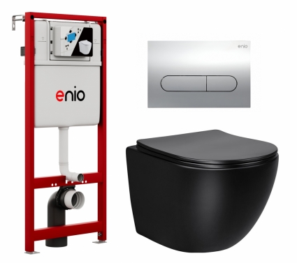 Комплект 3 в 1 инсталляция Enio Profi EN7050050 + Унитаз Vincea Globo VT1-14SMB + кнопка хром Stondato