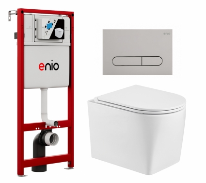 Комплект 3 в 1 инсталляция Enio Profi EN7050050 + Унитаз подвесной WeltWasser Nesenbach 004 GL-WT + кнопка хром матовый Stondato