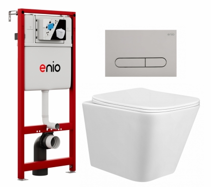 Комплект 3 в 1 инсталляция Enio Profi EN7050050 + Унитаз подвесной Taliente Correto CR25200 + кнопка хром матовый Stondato