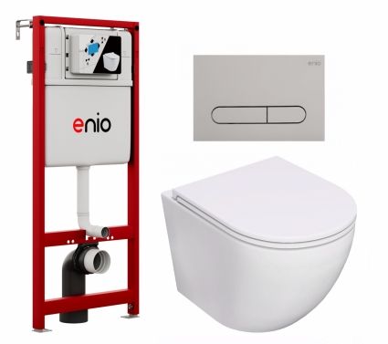 Комплект 3 в 1 инсталляция Enio Profi EN7050050 + Унитаз подвесной Lorne Pilpao Tornado LN5007502 + кнопка хром матовый Stondato