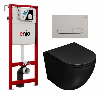 Комплект 3 в 1 инсталляция Enio Profi EN7050050 + Унитаз подвесной Lorne Pilpao BL LN5007503 + кнопка хром матовый Stondato
