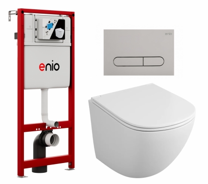 Комплект 3 в 1 инсталляция Enio Profi EN7050050 + Унитаз подвесной Owl 1975 Vind TOWLT190302 + кнопка хром матовый Stondato