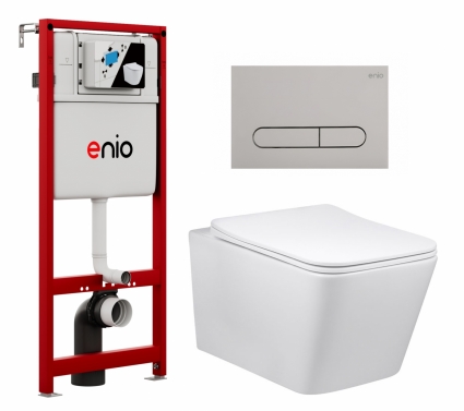 Комплект 3 в 1 инсталляция Enio Profi EN7050050 + Унитаз Vincea Q-Line VT1-12 + кнопка хром матовый Stondato