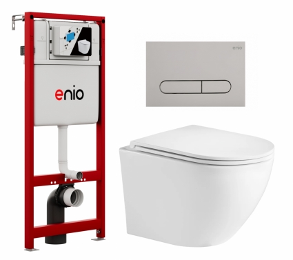 Комплект 3 в 1 инсталляция Enio Profi EN7050050 + Унитаз подвесной Weltwasser WW Merzbach 043GL-WT + кнопка хром матовый Stondato