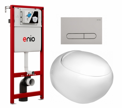 Комплект 3 в 1 инсталляция Enio Profi EN7050050 + Подвесной унитаз WeltWasser Jeckenbach + кнопка хром матовый Stondato