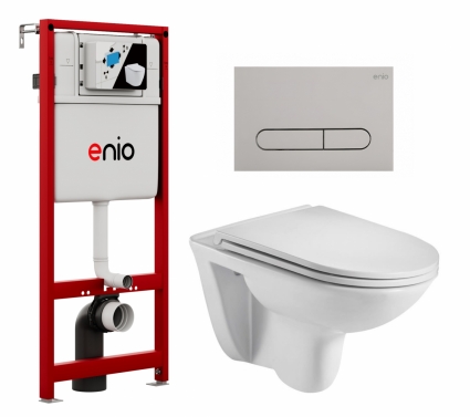 Комплект 3 в 1 инсталляция Enio Profi EN7050050 + Подвесной унитаз WeltWasser Baarbach 004 GL-WT + кнопка хром матовый Stondato