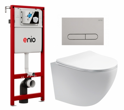 Комплект 3 в 1 инсталляция Enio Profi EN7050050 + Унитаз подвесной Акватек Европа AQ1900-00 + кнопка хром матовый Stondato