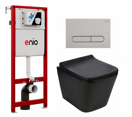 Комплект 3 в 1 инсталляция Enio Profi EN7050050 +  Подвесной унитаз WeltWasser Gelbach 043 MT-BL + кнопка хром матовый Stondato