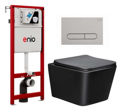 Комплект 3 в 1 инсталляция Enio Profi EN7050050 +  Унитаз Vincea Q-Line VT1-12MB + кнопка хром матовый Stondato