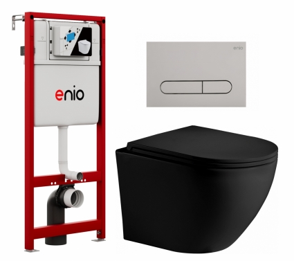 Комплект 3 в 1 инсталляция Enio Profi EN7050050 + Унитаз подвесной Weltwasser WW Merzbach 043 MT-BL + кнопка хром матовый Stondato