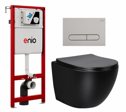 Комплект 3 в 1 инсталляция Enio Profi EN7050050 + Унитаз Vincea Globo VT1-14SMB + кнопка хром матовый Stondato