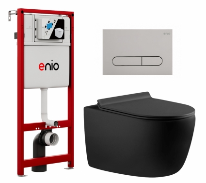 Комплект 3 в 1 инсталляция Enio Profi EN7050050 + Унитаз подвесной Aquanet Cetus-BW 287008 + кнопка хром матовый Stondato