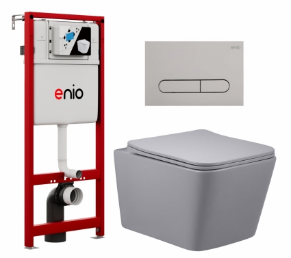 Комплект 3 в 1 инсталляция Enio Profi EN7050050 +  Унитаз подвесной Vincea Q-Line VT1-12MG + кнопка хром матовый Stondato