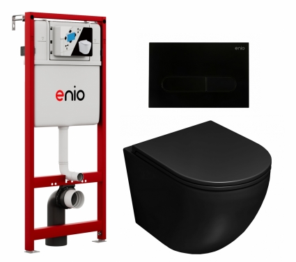 Комплект 3 в 1 инсталляция Enio Profi EN7050050 + Унитаз подвесной Lorne Pilpao BL LN5007503 + кнопка черная матовая Stondato