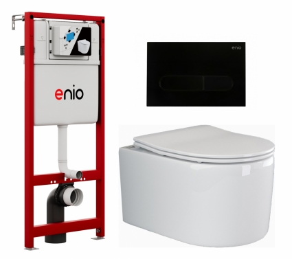 Комплект 3 в 1 инсталляция Enio Profi EN7050050 + Унитаз подвесной Ceramica Nova Moments CN3003 + кнопка черная матовая Stondato