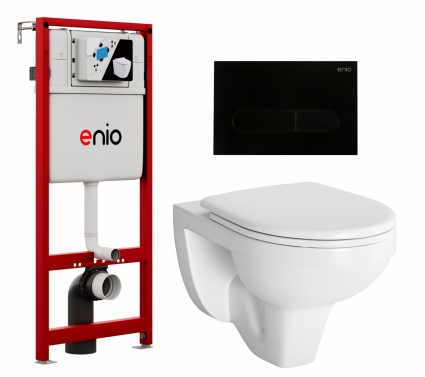 Комплект 3 в 1 инсталляция Enio Profi EN7050050 + Унитаз подвесной Berges Wasserhaus Gamma 081105 + кнопка черная матовая Stondato