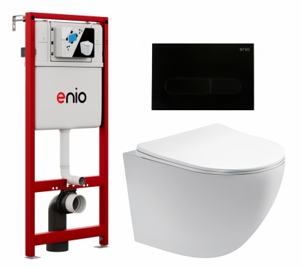 Комплект 3 в 1 инсталляция Enio Profi EN7050050 + Унитаз подвесной Акватек Европа AQ1900-00 + кнопка черная матовая Stondato
