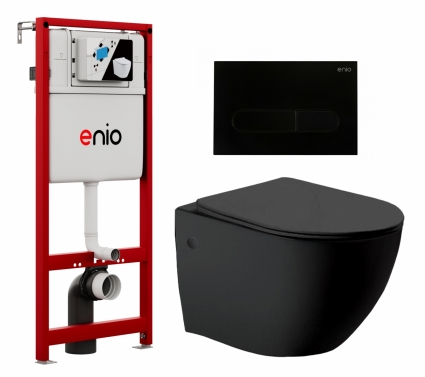 Комплект 3 в 1 инсталляция Enio Profi EN7050050 + Унитаз Vincea Globo VT1-14MB + кнопка черная матовая Stondato