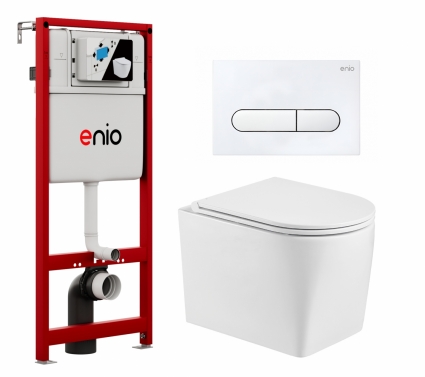 Комплект 3 в 1 инсталляция Enio Profi EN7050050 + Унитаз подвесной WeltWasser Nesenbach 004 GL-WT + кнопка белая матовая Stondato