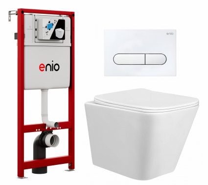 Комплект 3 в 1 инсталляция Enio Profi EN7050050 + Унитаз подвесной Taliente Correto CR25200 + кнопка белая матовая Stondato