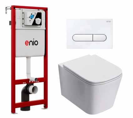 Комплект 3 в 1 инсталляция Enio Profi EN7050050 + Унитаз подвесной Lorne Lambro LN5007504 + кнопка белая матовая Stondato