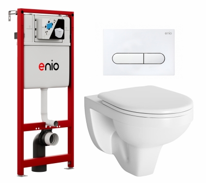 Комплект 3 в 1 инсталляция Enio Profi EN7050050 + Унитаз подвесной Berges Wasserhaus Gamma 081105 + кнопка белая матовая Stondato