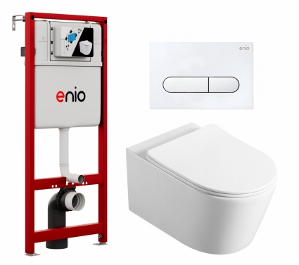 Комплект 3 в 1 инсталляция Enio Profi EN7050050 + Унитаз Vincea Cute VT1-24 + кнопка белая матовая Stondato