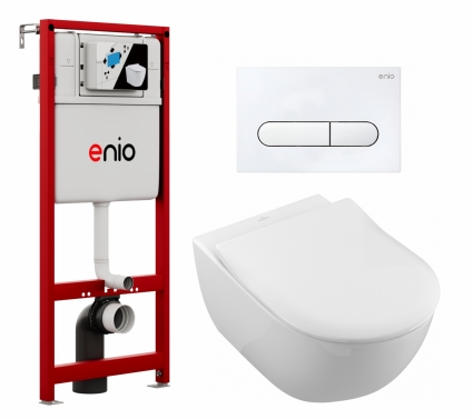Комплект 3 в 1 инсталляция Enio Profi EN7050050 + Унитаз подвесной Villeroy & Boch Subway 2.0 5614R201 + кнопка белая матовая Stondato