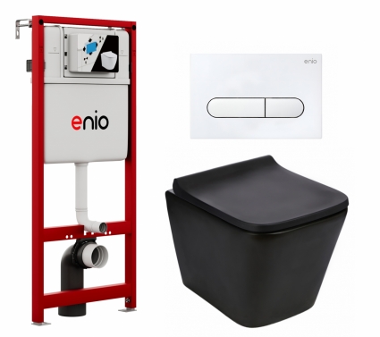 Комплект 3 в 1 инсталляция Enio Profi EN7050050 + Подвесной унитаз WeltWasser Gelbach 043 MT-BL + кнопка белая матовая Stondato