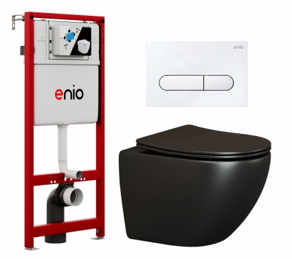 Комплект 3 в 1 инсталляция Enio Profi EN7050050 + Унитаз подвесной Ceramica Nova Metropol CN4002MB + кнопка белая матовая Stondato