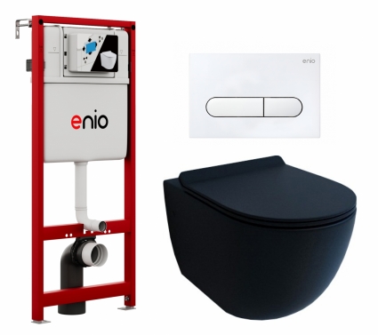 Комплект 3 в 1 инсталляция Enio Profi EN7050050 + Унитаз подвесной Esbano Garcia + кнопка белая матовая Stondato