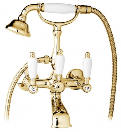 Смеситель Cezares First для ванны с душем, двухвентильный, золото