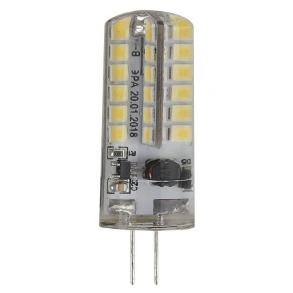 Лампа светодиодная ЭРА G4 3,5W 2700K прозрачная LED JC-3,5W-12V-827-G4 Б0033195, мощность 3.5 Вт