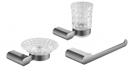Набор Стакан Rose RG17T RG1712T пепельный + Мыльница RG1703T пепельный + Полотенцедержатель RG1706T пепельный подвесная,  в современном стиле