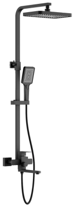 Душевая стойка BELZ B24817-7 черный штанга 132 см, шланг 150 см, 3 режима